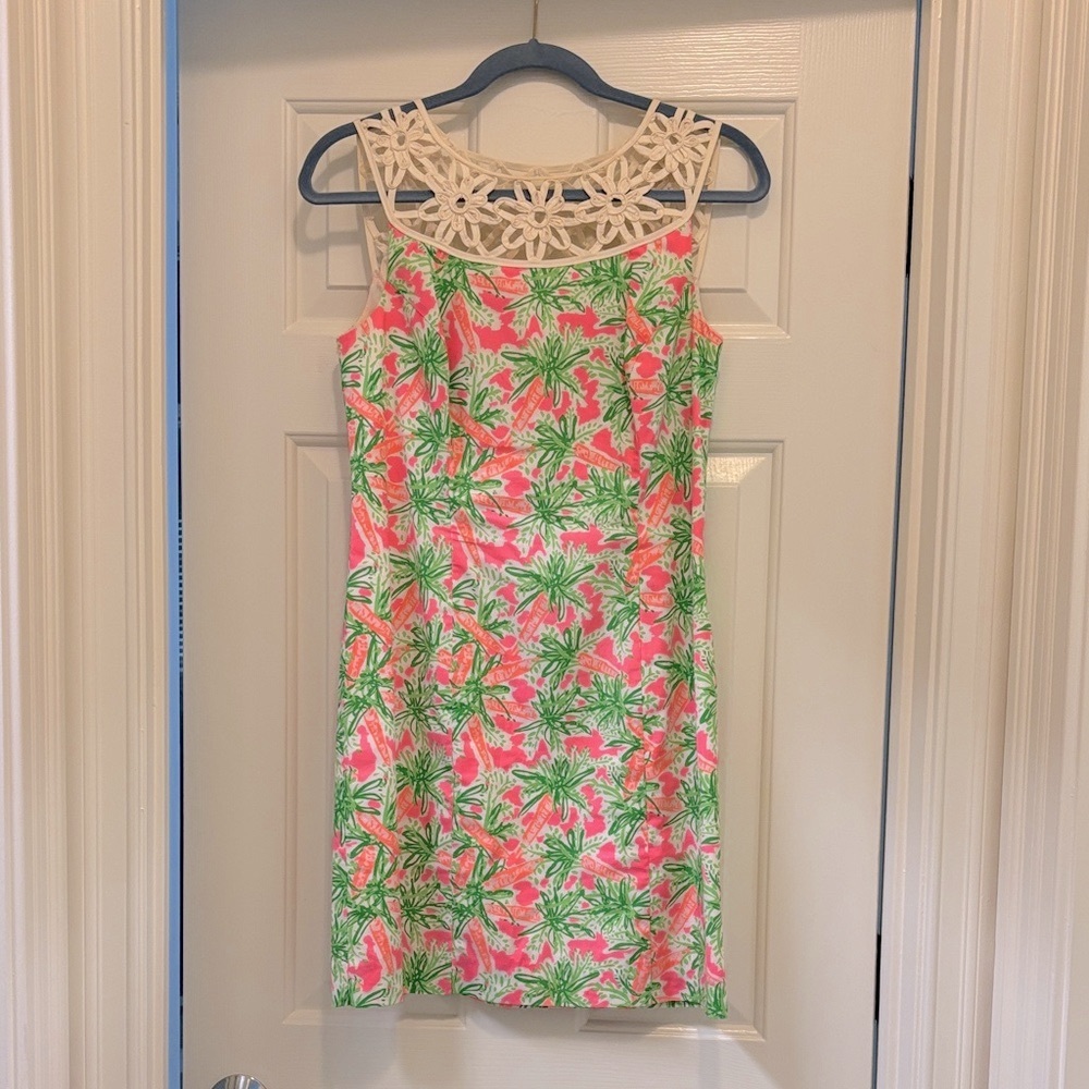 Lilly Pulitzer Pink and Green Dress with Cream Lace